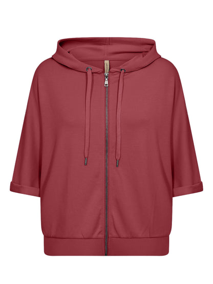 Felpa con cappuccio e zip Soya Concept rossa da donna