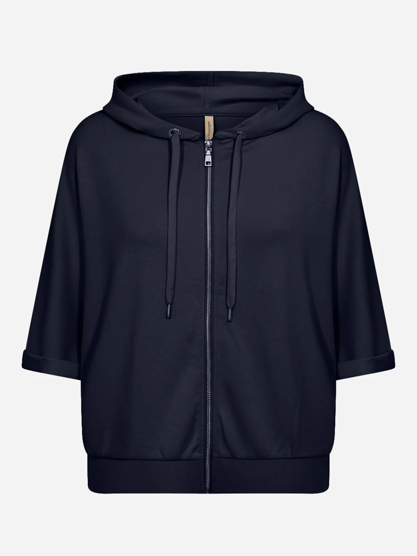 Felpa donna Soya Concept blu con cappuccio e zip