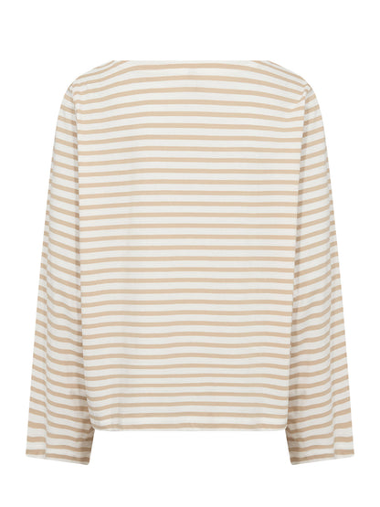 Soyaconcept t-shirt a maniche lunghe a righe beige da donna