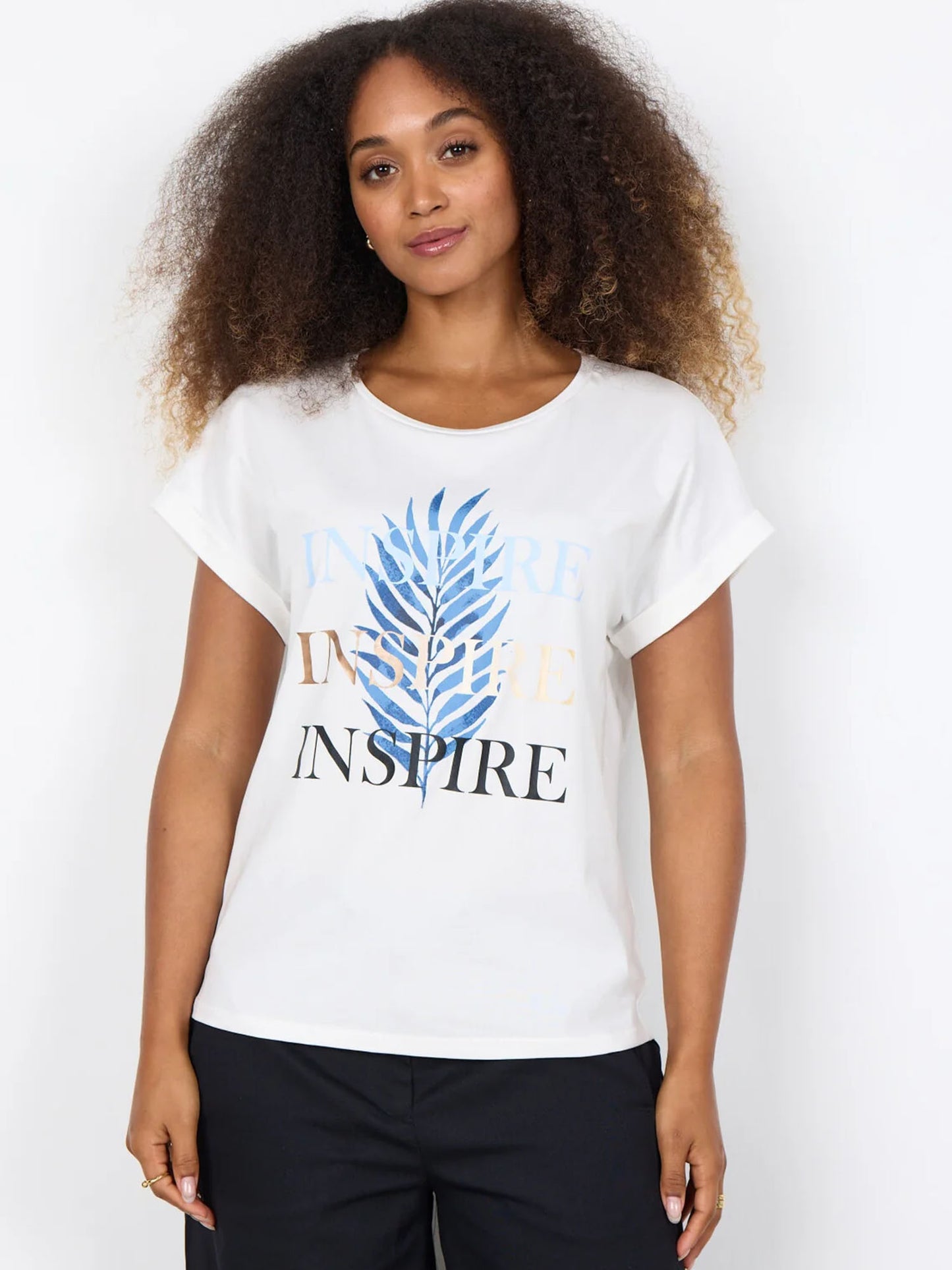 Soyaconcept t-shirt casual da donna blu con stampa originale