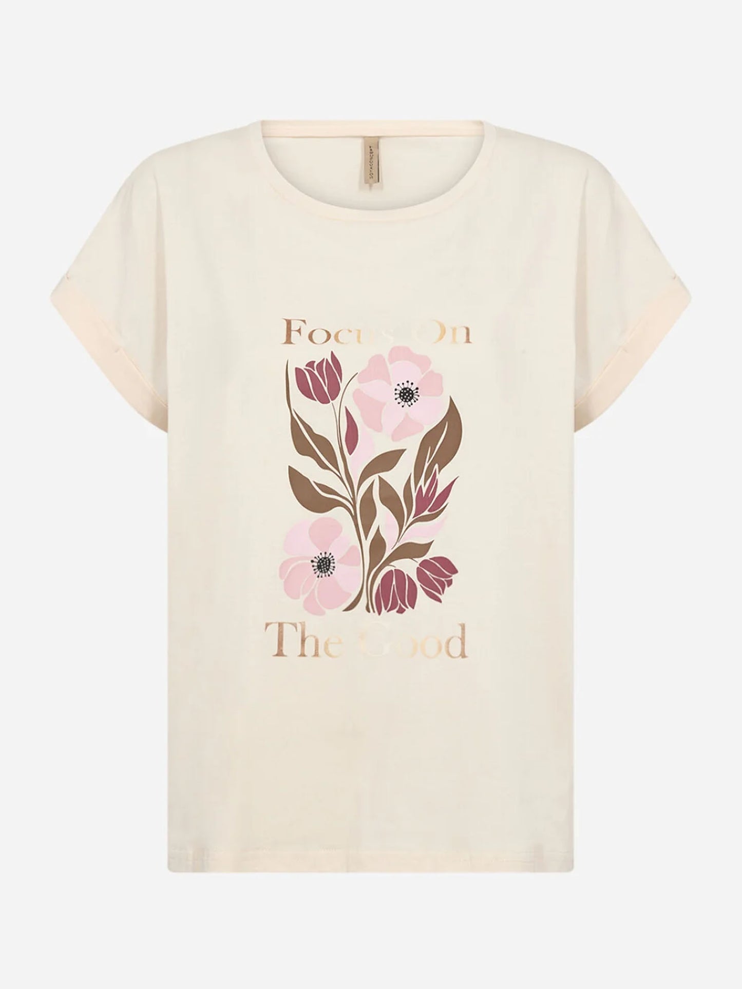 T-shirt rosa da donna Soya Concept con stampa e scollo rotondo