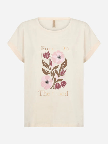 T-shirt rosa da donna Soya Concept con stampa e scollo rotondo