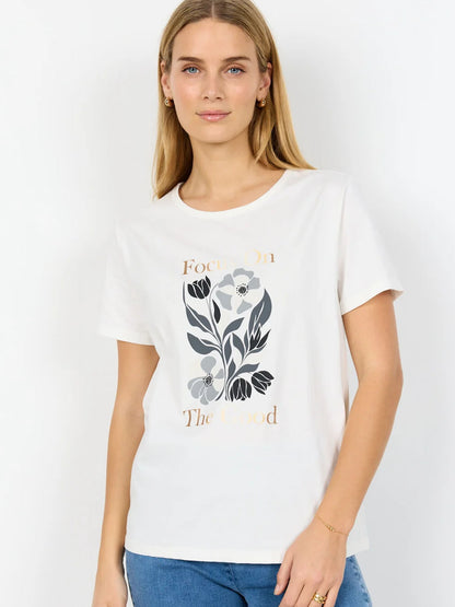 T-shirt girocollo Soyaconcept nera da donna con stampa casual