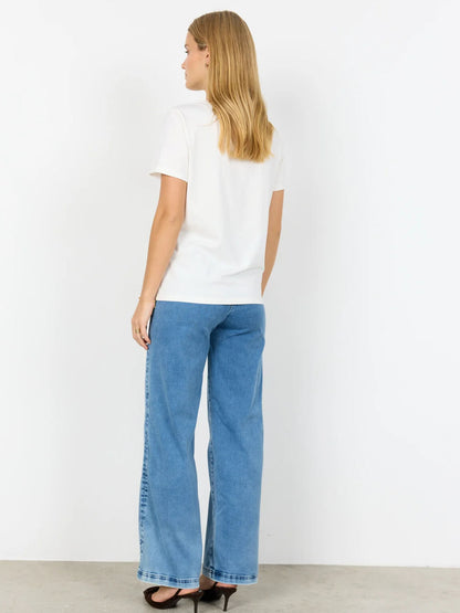 T-shirt girocollo Soyaconcept nera da donna con stampa casual