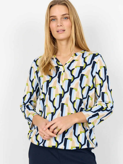 Blusa donna Soyaconcept multicolore con collo a V