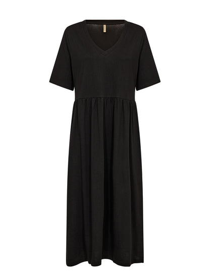 Soyaconcept vestito midi in cotone nero da donna