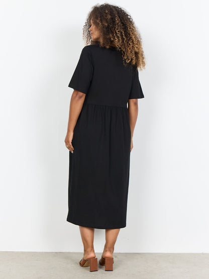 Soyaconcept vestito midi in cotone nero da donna