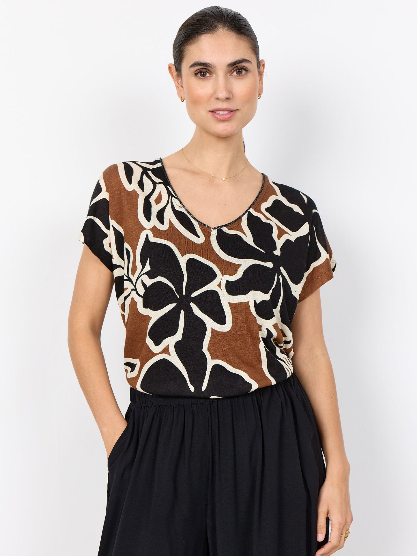 T-shirt donna Soyaconcept marrone primavera-estate
