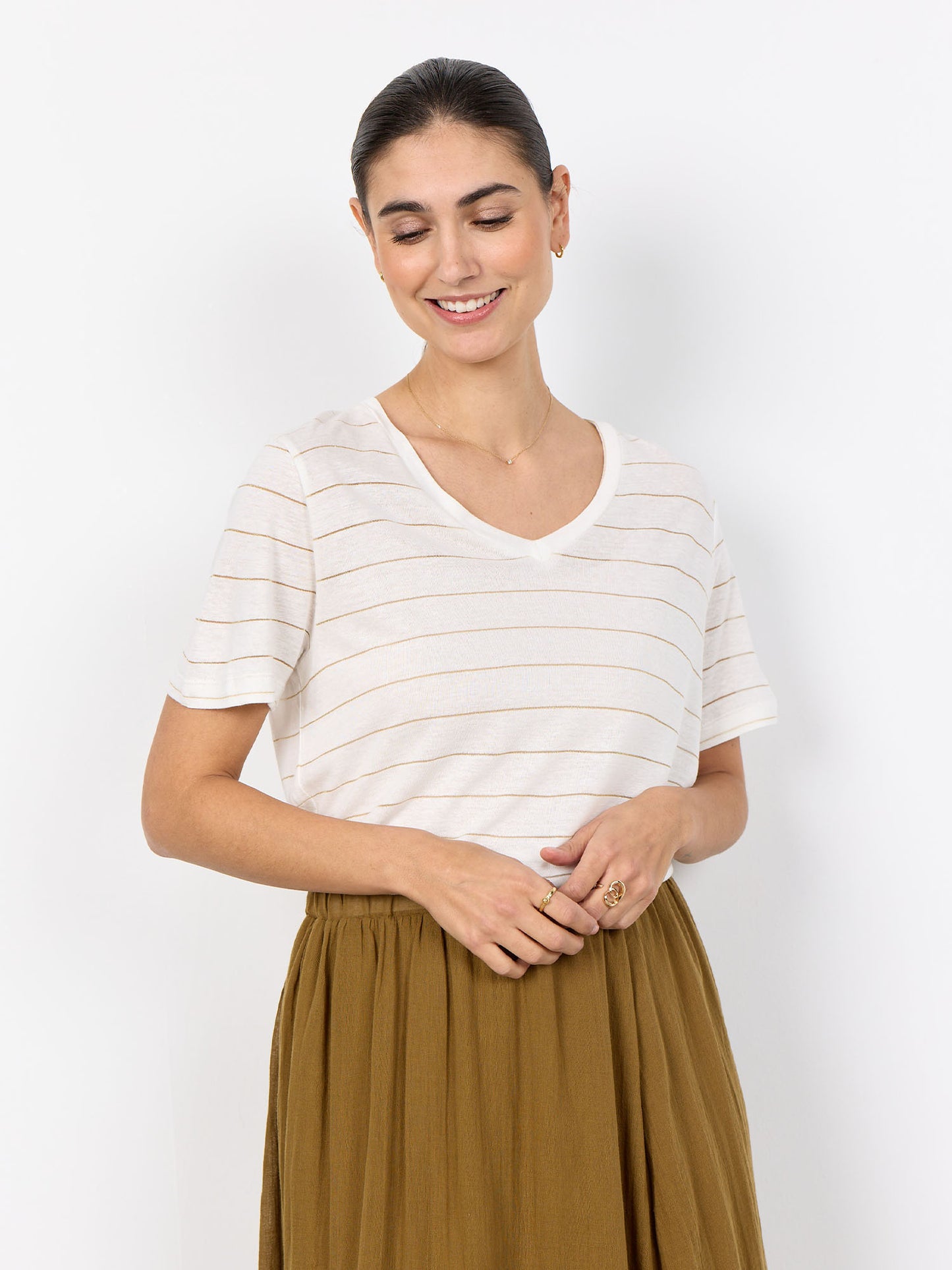 T-shirt da donna Soyaconcept in elegante crema