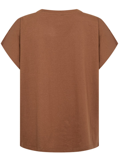T-shirt donna Soyaconcept in marrone dal design essenziale
