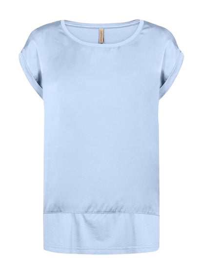 T-shirt azzurra Soyaconcept da donna con scollo rotondo e maniche corte