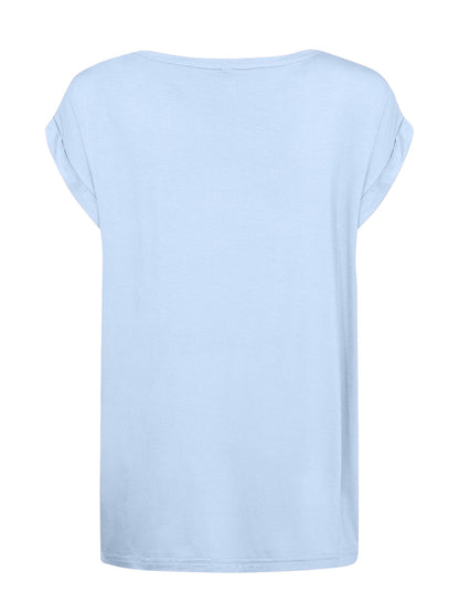T-shirt azzurra Soyaconcept da donna con scollo rotondo e maniche corte