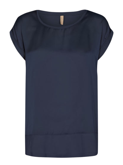 T-shirt blu con scollo rotondo regular fit da donna Soyaconcept