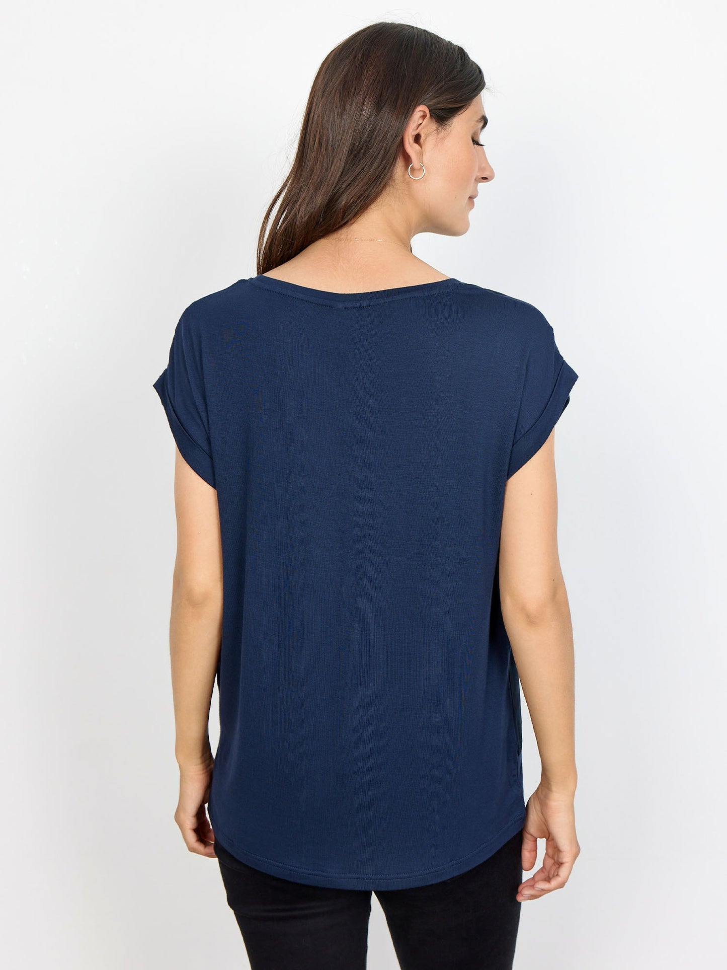 T-shirt blu con scollo rotondo regular fit da donna Soyaconcept