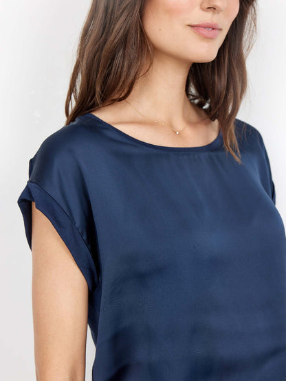 T-shirt blu con scollo rotondo regular fit da donna Soyaconcept
