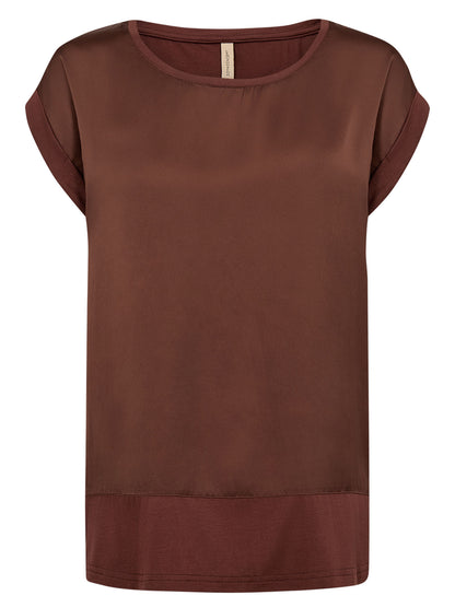 T-shirt marrone da donna Soyaconcept con scollo rotondo