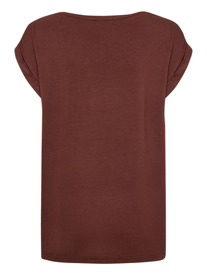 T-shirt marrone da donna Soyaconcept con scollo rotondo