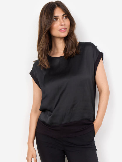 T-shirt nera Soya Concept con scollo rotondo da donna
