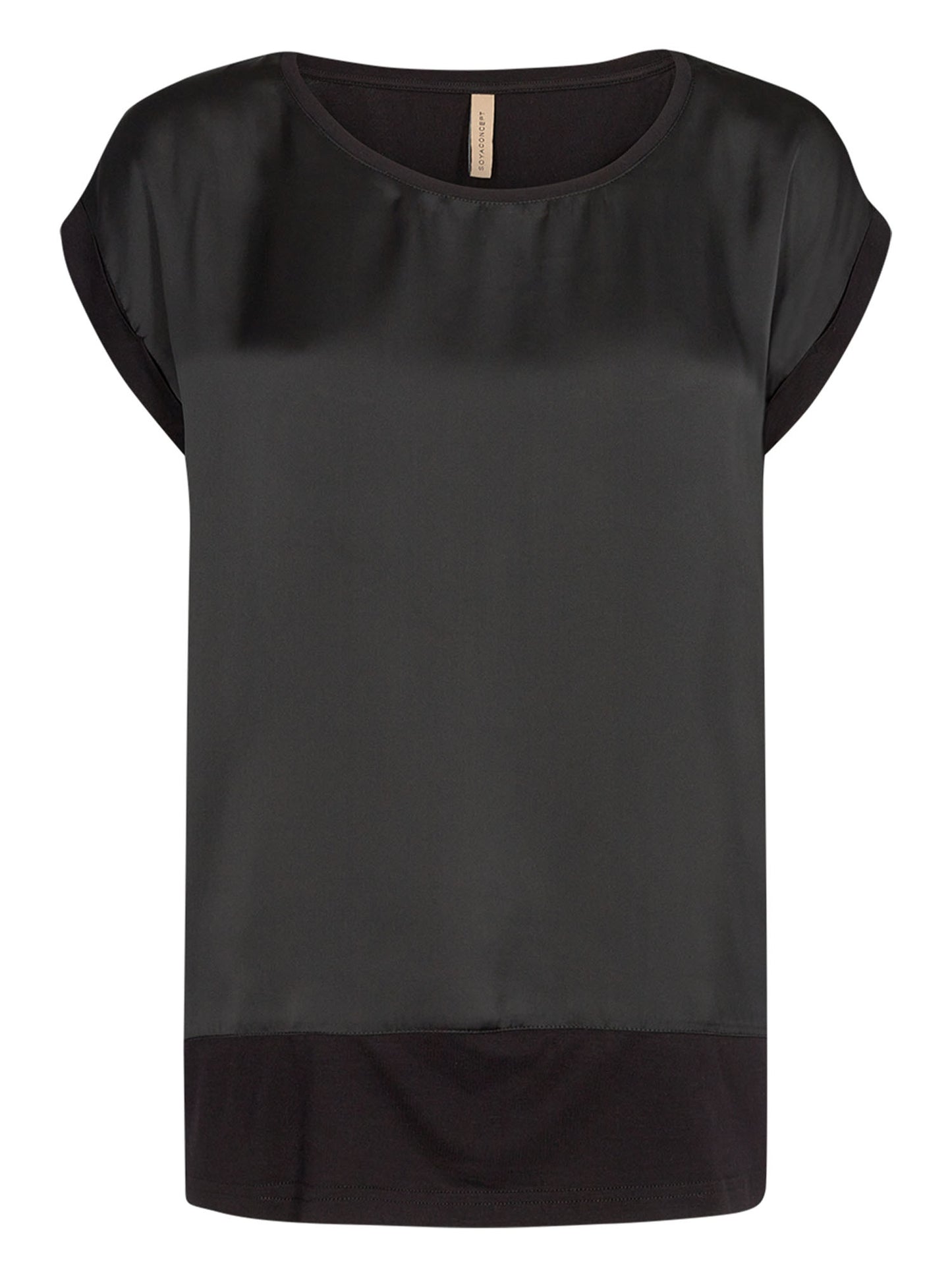 T-shirt nera Soya Concept con scollo rotondo da donna