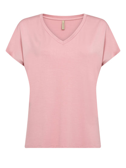 T-shirt rosa Soyaconcept con collo a V da donna