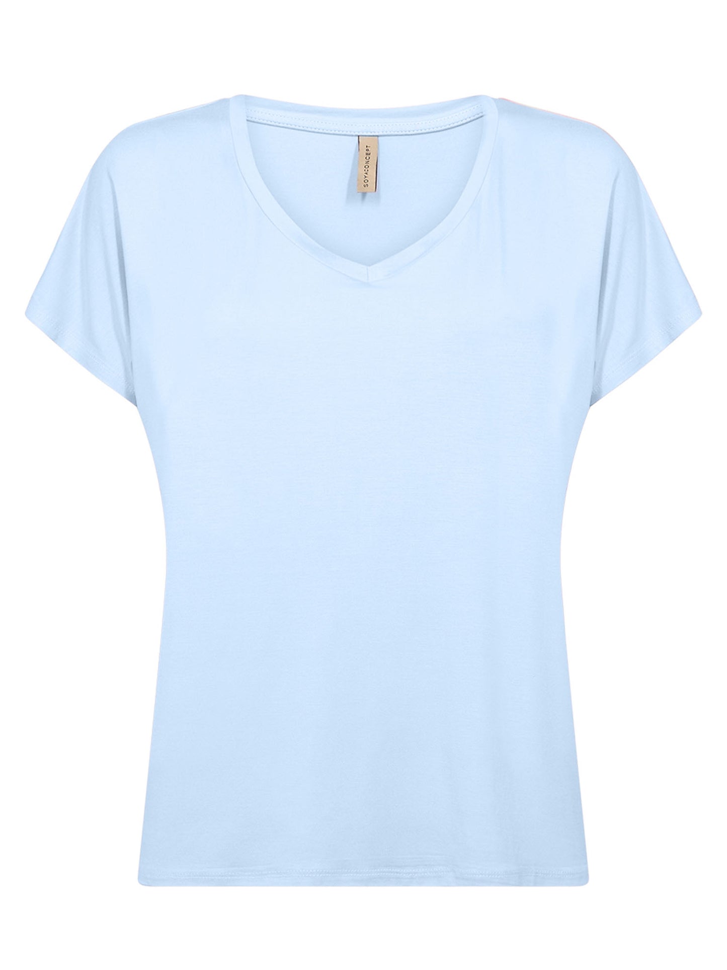 T-shirt da donna SoyaConcept azzurra con collo a V