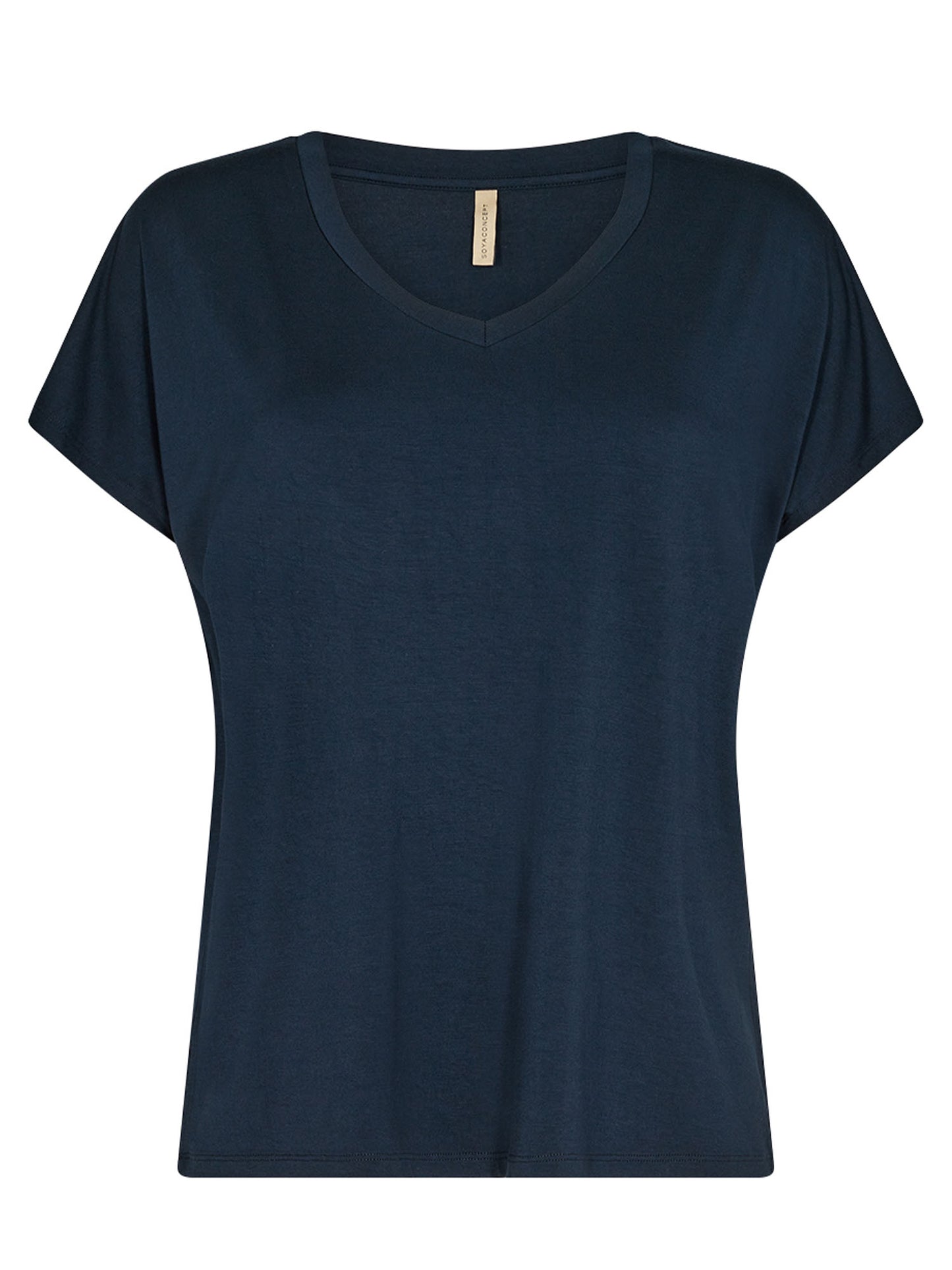 T-shirt donna Soya Concept blu con collo a V e maniche corte