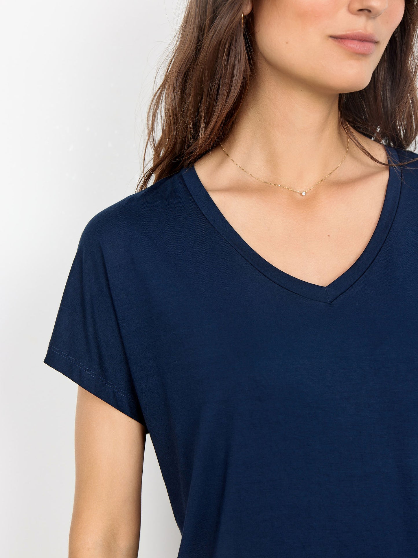 T-shirt donna Soya Concept blu con collo a V e maniche corte