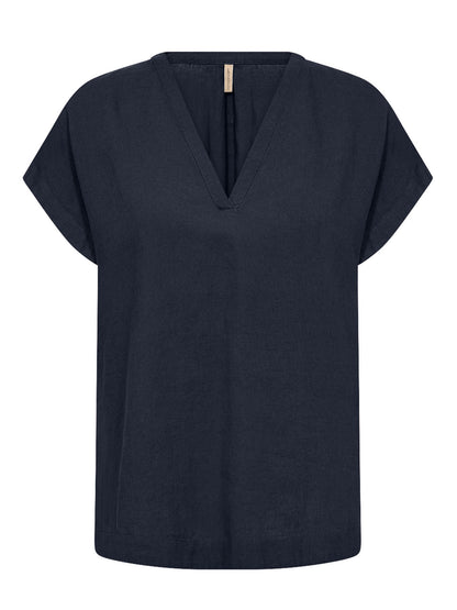 Soyaconcept t-shirt da donna blu basic a maniche corte
