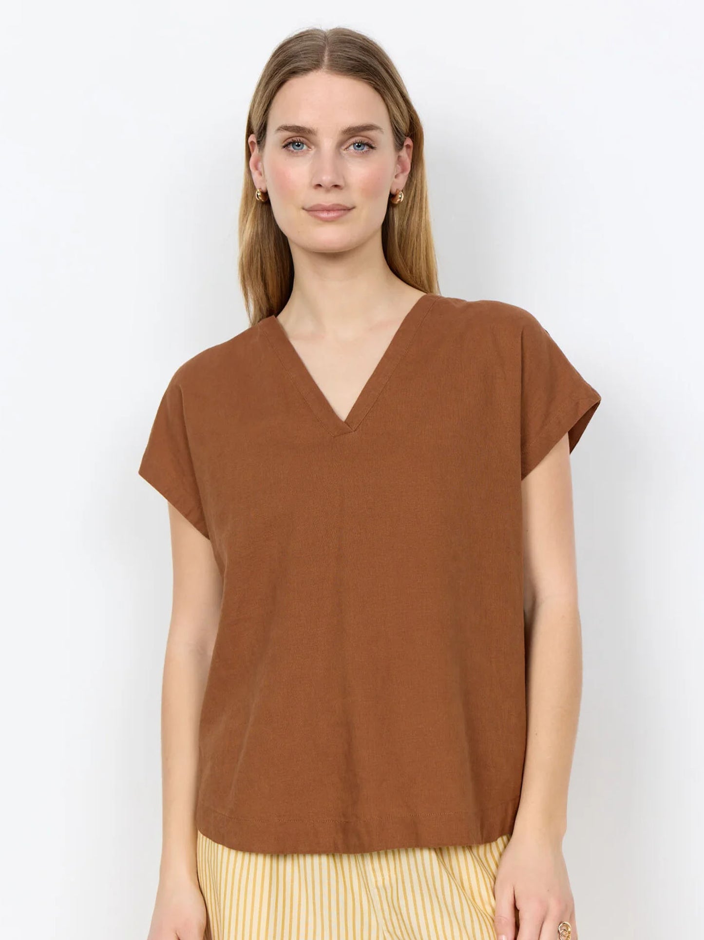 T-shirt da donna adulto Soyaconcept in marrone per la primavera estate