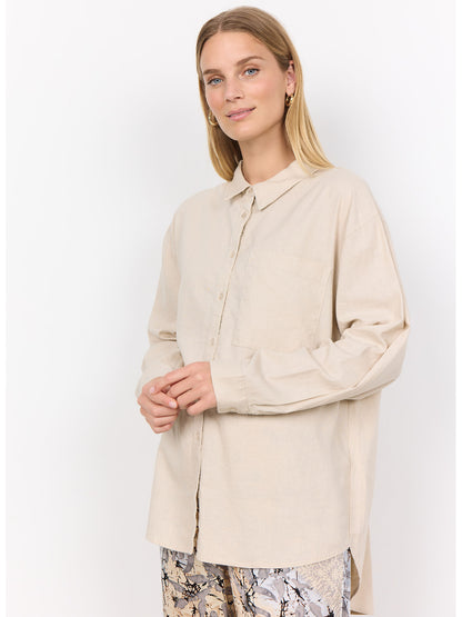 Camicia da donna adulto beige Soyaconcept in lino e viscosa