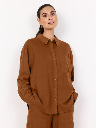 Camicia unisex Soyaconcept marrone versatile e moderna