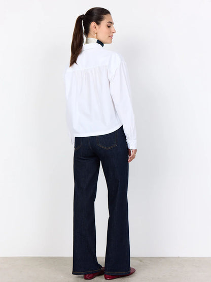 Camicia crop bianca da donna con colletto italiano Soya Concept