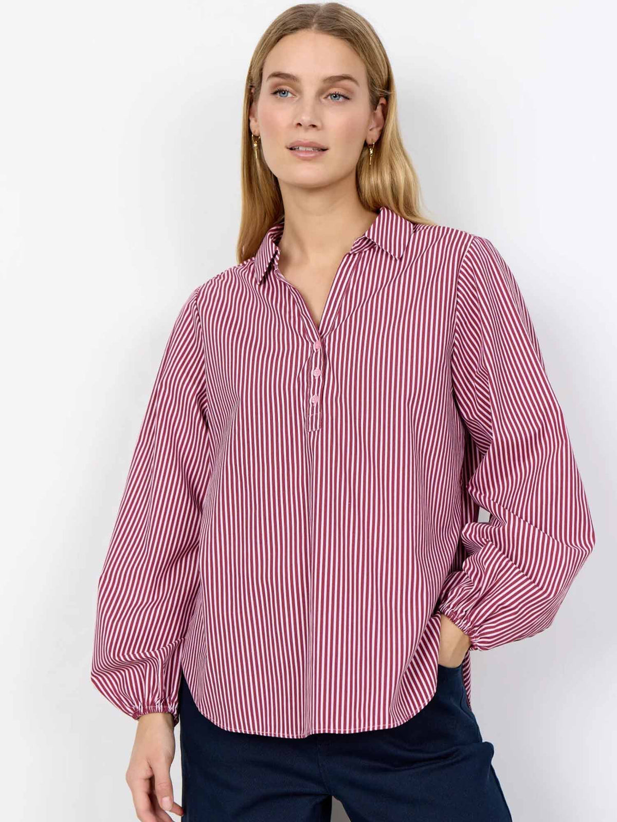 Soya c. camicia righ da donna ciliegia