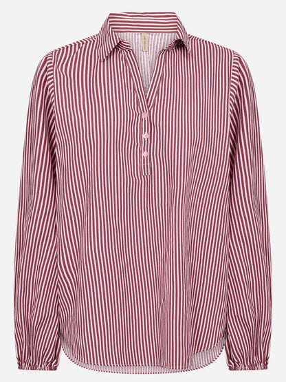 Camicia a righe rossa Soya Concept da donna con collo a V