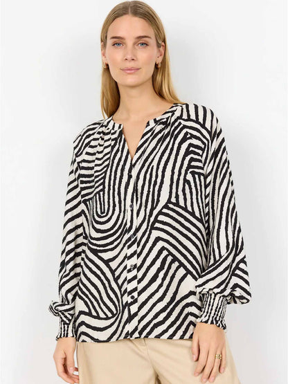 Blusa Soya Concept a fantasia nera da donna elegante e casual