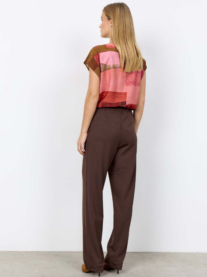 Blusa rosa a fantasia geometrica con collo a V da donna Soyaconcept
