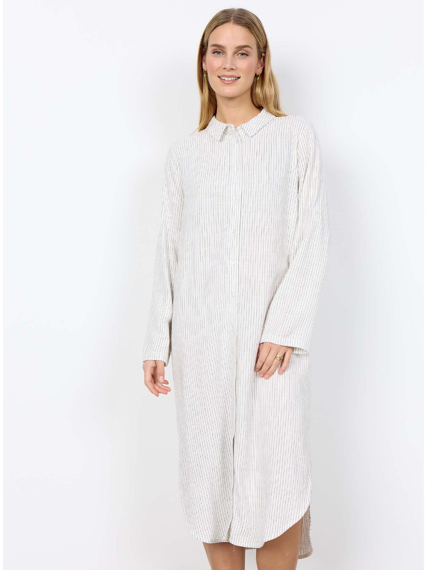 Abito camicia midi a righe nero Soyaconcept da donna