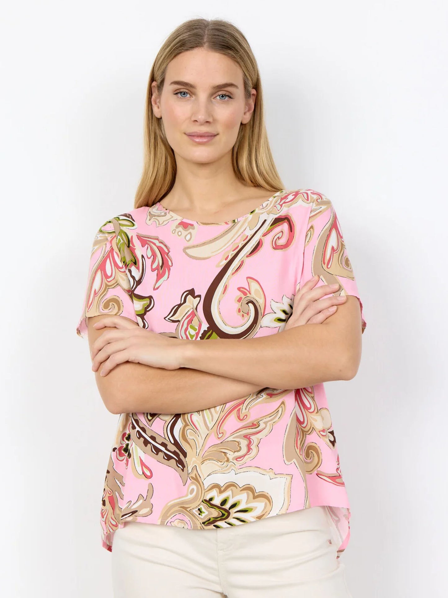 Blusa rosa multicolor a maniche corte da donna SoyaConcept