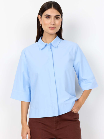 Camicia azzurra Soyaconcept a maniche 3/4 da donna