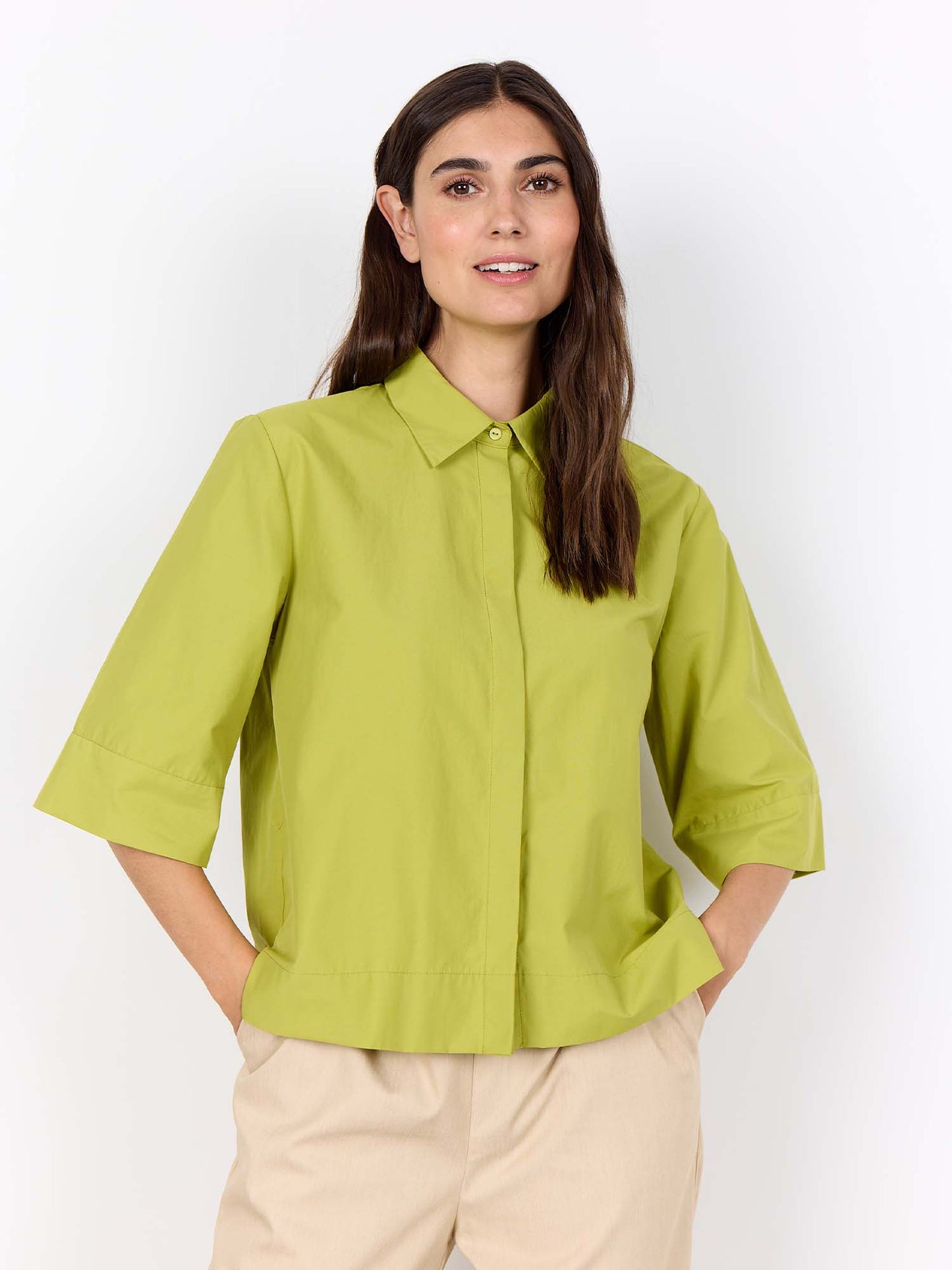Camicia verde con maniche tre quarti da donna Soyaconcept