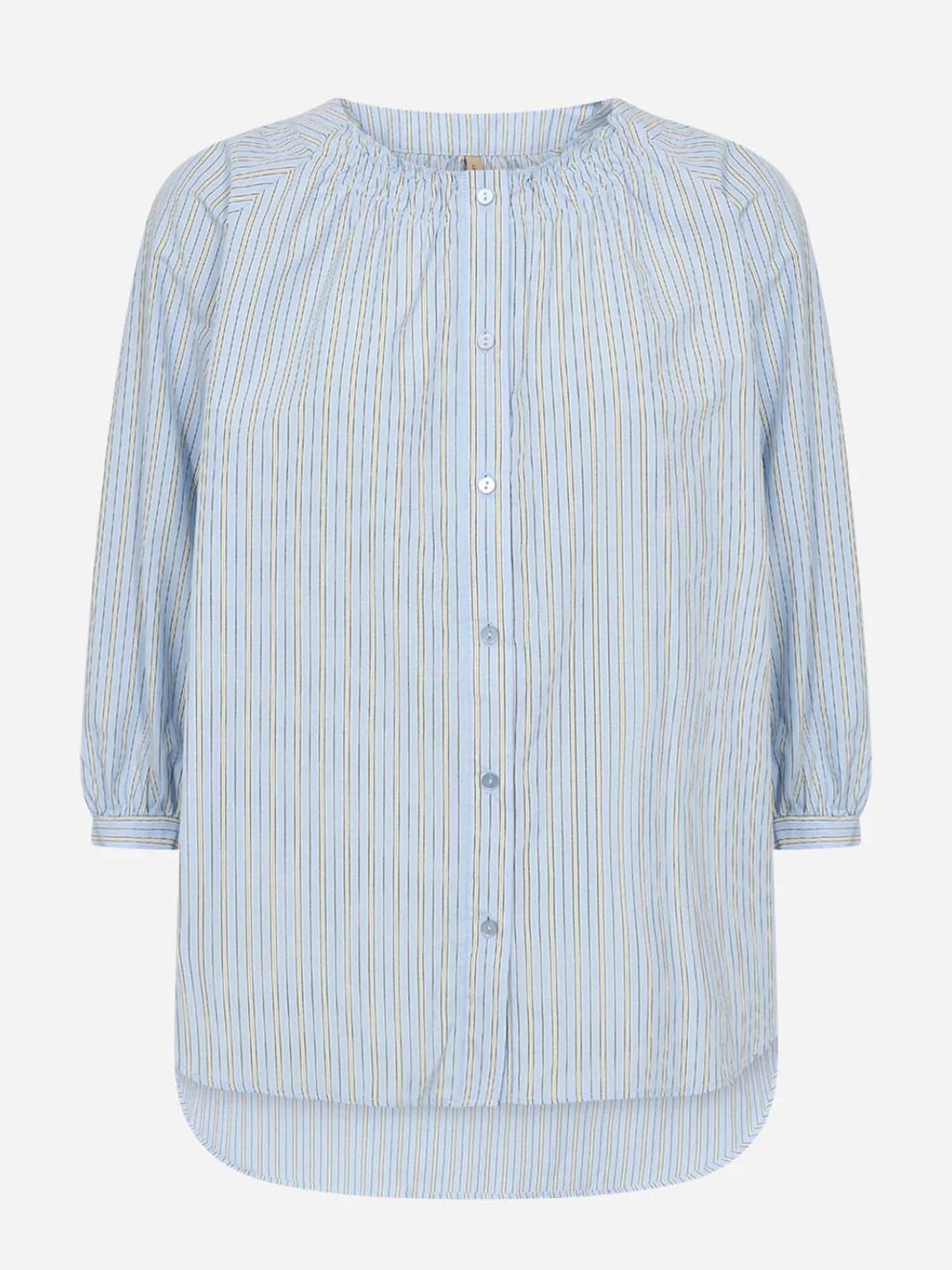 Camicia azzurra a righe con maniche a 3/4 da donna Soya Concept