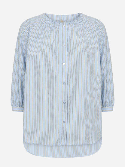 Camicia azzurra a righe con maniche a 3/4 da donna Soya Concept