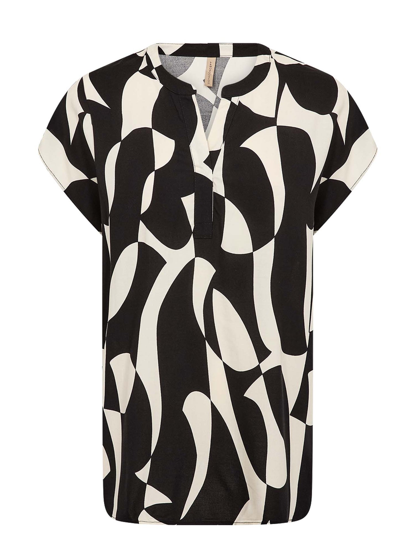 Blusa SoyaConcept con scollo a V in viscosa nera da donna