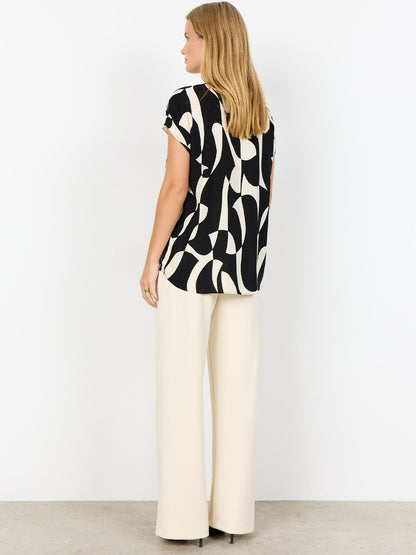 Blusa SoyaConcept con scollo a V in viscosa nera da donna