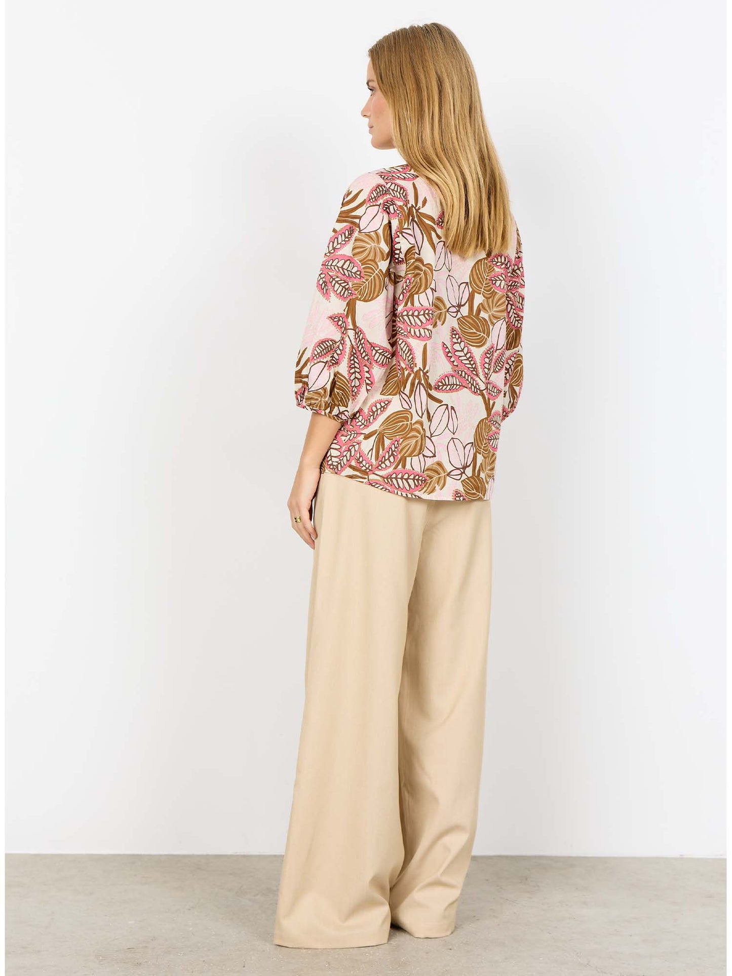 Camicia rosa con stampa multicolor da donna Soyaconcept