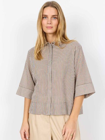 Camicia da donna marrone con maniche a campana Soyaconcept