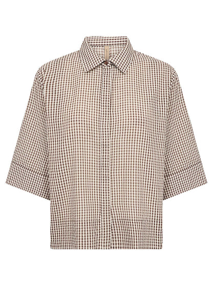 Camicia da donna marrone con maniche a campana Soyaconcept