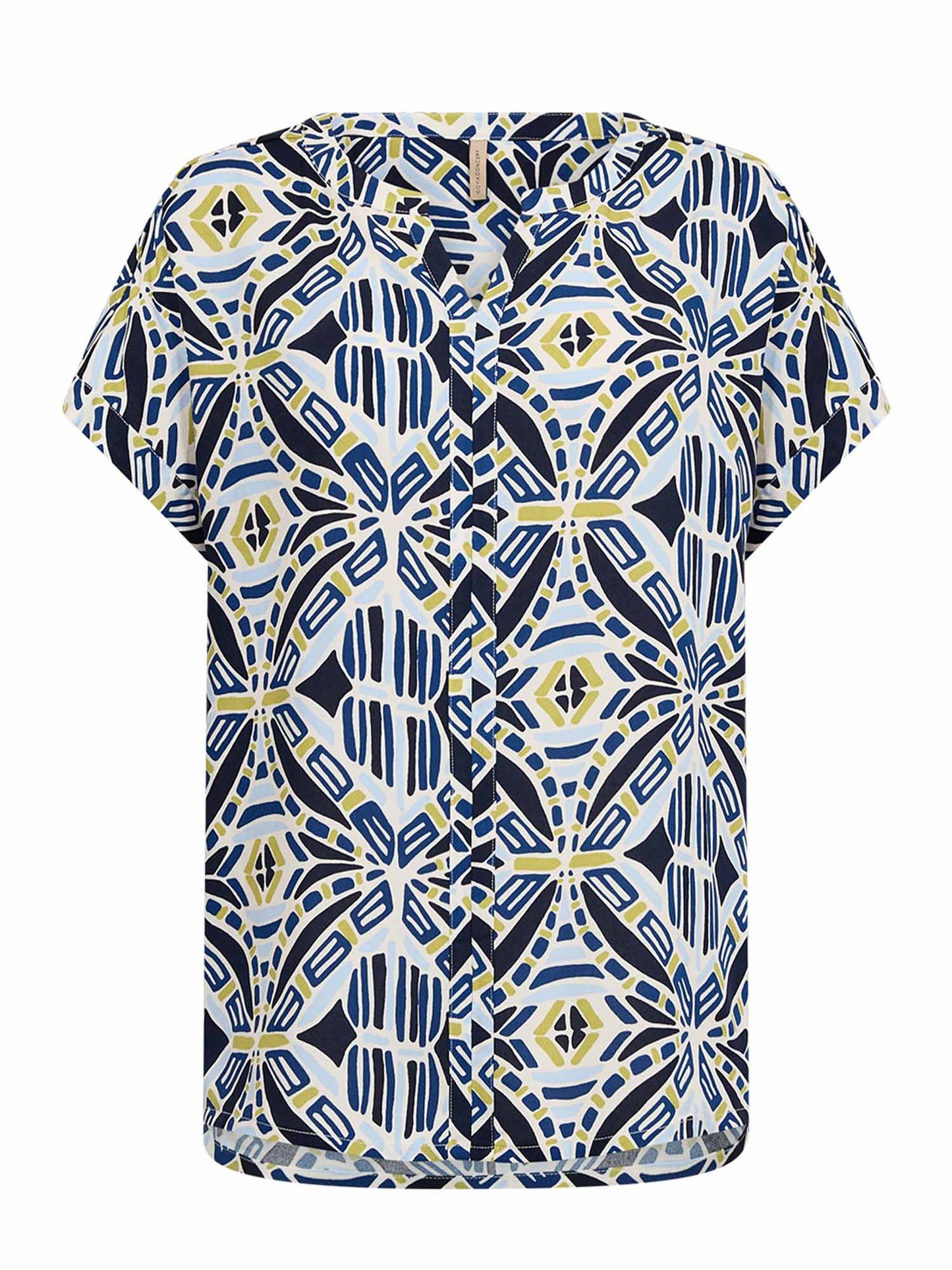 Blusa donna Soyaconcept Cassiel con stampa multicolore e collo a V