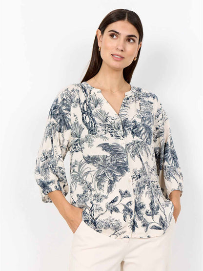 Camicia donna Soyaconcept in viscosa panna con stampa floreale