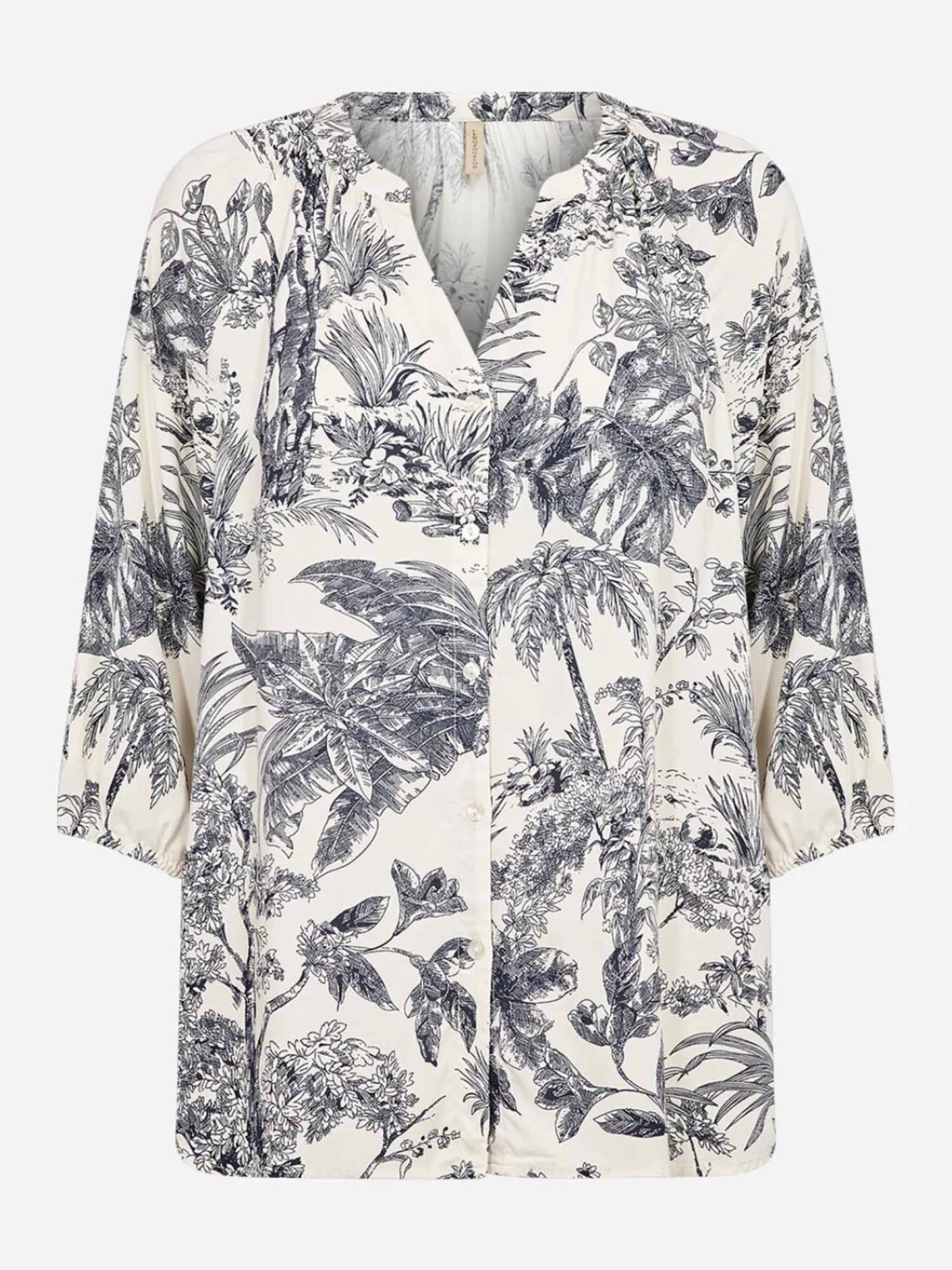 Camicia donna Soyaconcept in viscosa panna con stampa floreale